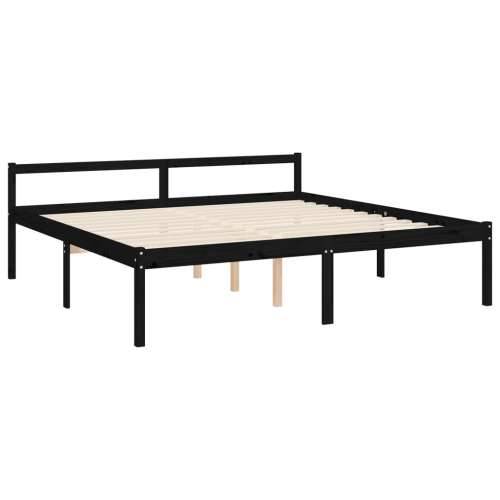 Okvir za krevet s uzglavljem crni 200 x 200 cm od masivnog drva Cijena