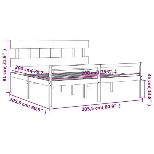 Okvir za krevet s uzglavljem crni 200 x 200 cm od masivnog drva Cijena