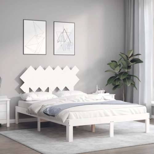 Okvir kreveta s uzglavljem bijeli mali bračni masivno drvo - Bijela 120 x 190 cm Cijena