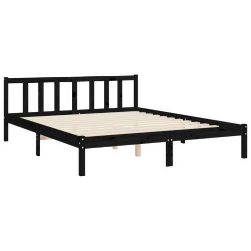 Okvir kreveta s uzglavljem crni 160 x 200 cm od masivnog drva Cijena