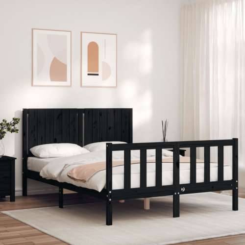 Okvir za krevet s uzglavljem crni 140x200cm od masivnog drva
