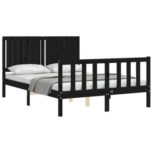 Okvir za krevet s uzglavljem crni 140x200cm od masivnog drva Cijena