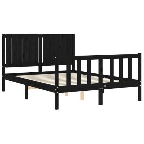 Okvir za krevet s uzglavljem crni 140x200cm od masivnog drva Cijena