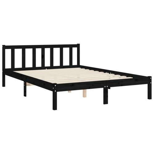 Okvir za krevet s uzglavljem crni 140x200cm od masivnog drva Cijena