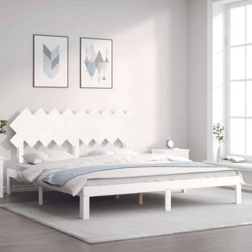 Okvir kreveta s uzglavljem bijeli 6FT bračni od masivnog drva
