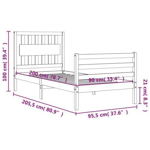 Okvir kreveta s uzglavljem 90 x 200 cm od masivnog drva Cijena