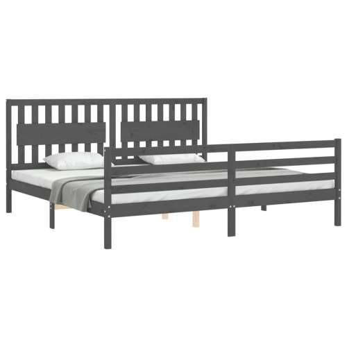 Okvir za krevet s uzglavljem sivi 200 x 200 cm od masivnog drva Cijena