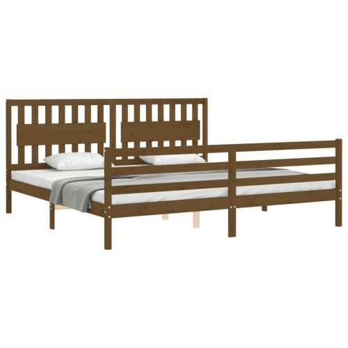 Okvir kreveta s uzglavljem boja meda 200x200cm od masivnog drva Cijena
