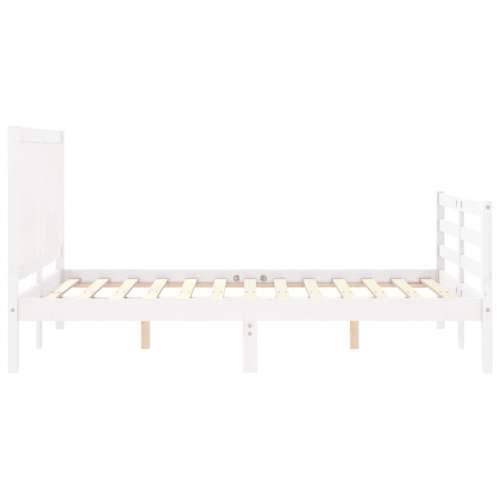 Okvir kreveta s uzglavljem bijeli 120 x 200 cm od masivnog drva - Bijela 120 x 200 cm Cijena