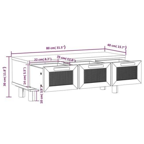 Stolić za kavu crni 80x40x30 cm konstruirano drvo i borovina - Crna 1 Cijena