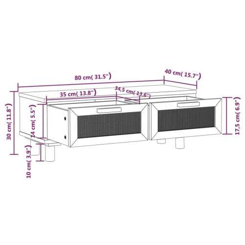 Stolić za kavu crni 80x40x30 cm konstruirano drvo i borovina - Crna 1 Cijena