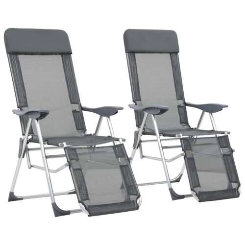 Sklopive stolice za kampiranje s osloncima za noge 2 kom sive