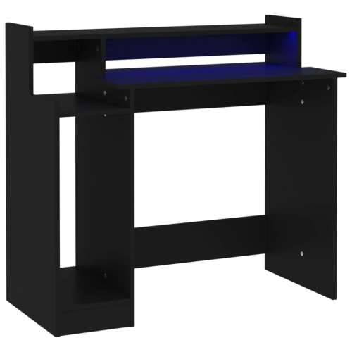 Radni stol s LED svjetlima crni 97x45x90 cm konstruirano drvo Cijena