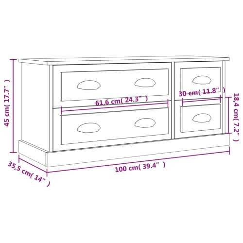TV ormarić bijeli 100 x 35,5 x 45 cm od konstruiranog drva - Bijela 1 Cijena