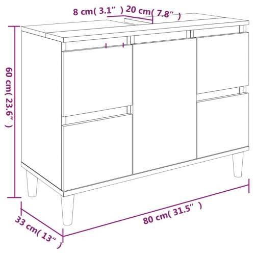 Ormarić za Lavabo - Umivaonik bijeli 80 x 33 x 60 cm konstruirano drvo - Bijela 1 Cijena