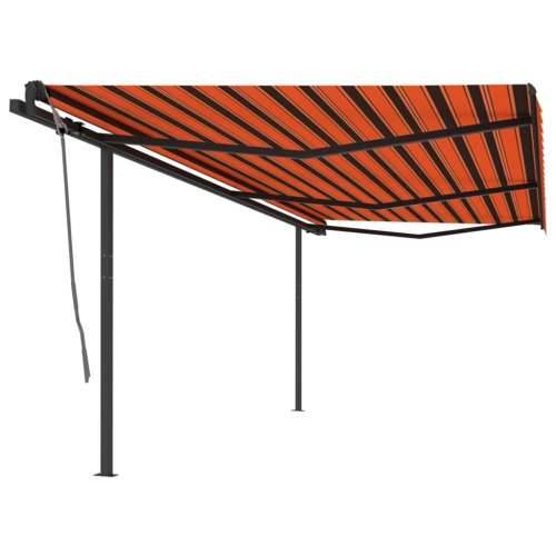 Automatska uvlačiva tenda sa stupovima 6x3,5 m narančasto-smeđa