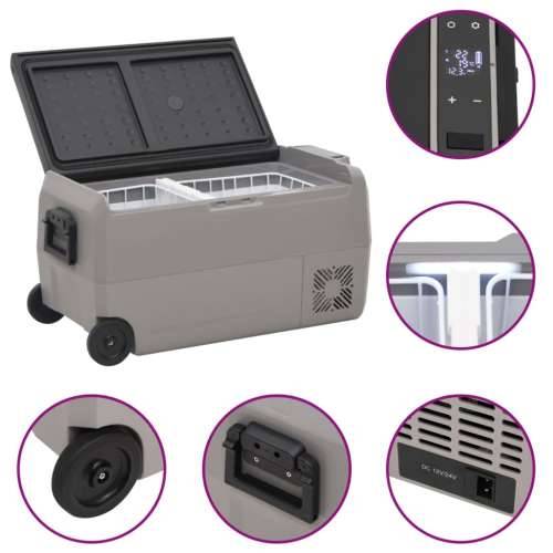 Prijenosni hladnjak s kotačima i adapterom crno-sivi 60 L PP/PE Cijena
