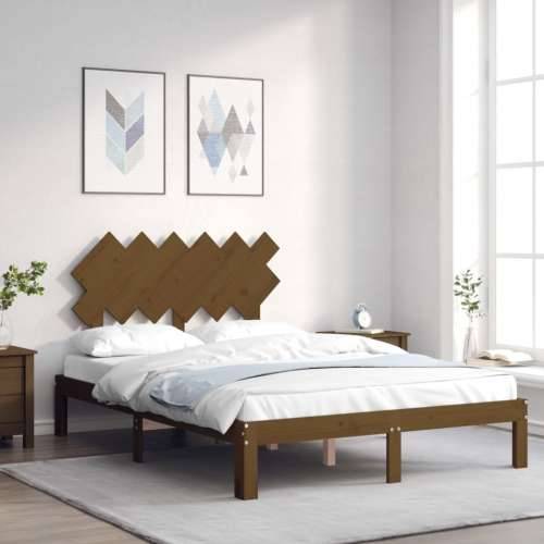 Okvir kreveta s uzglavljem boja meda 120 x 200 cm masivno drvo