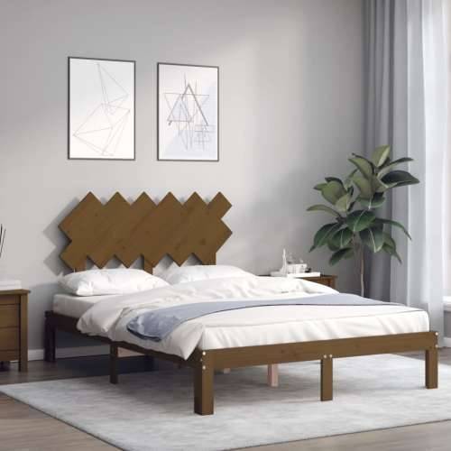 Okvir kreveta s uzglavljem boja meda 120 x 200 cm masivno drvo Cijena