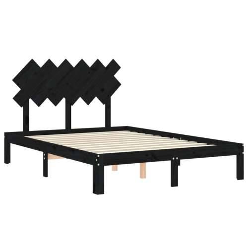 Okvir za krevet s uzglavljem crna 120x200cm od masivnog drva Cijena