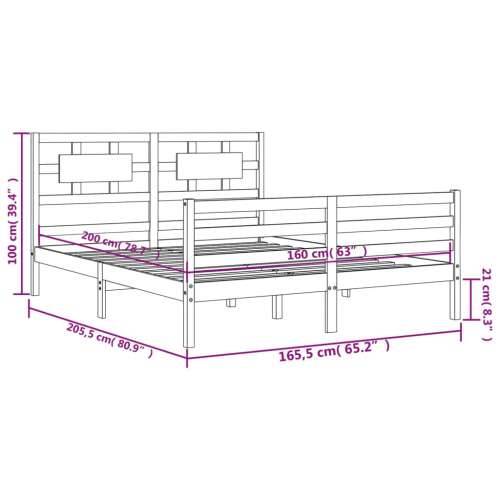Okvir kreveta s uzglavljem crni 160 x 200 cm od masivnog drva Cijena
