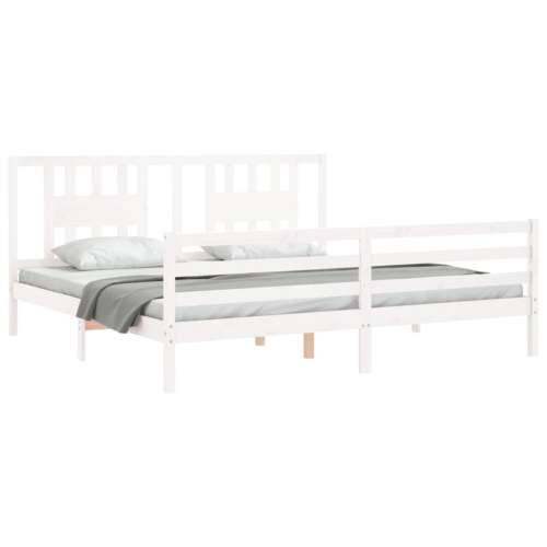 Okvir za krevet s uzglavljem bijeli 200x200 cm od masivnog drva - Bijela 200 x 200 cm Cijena