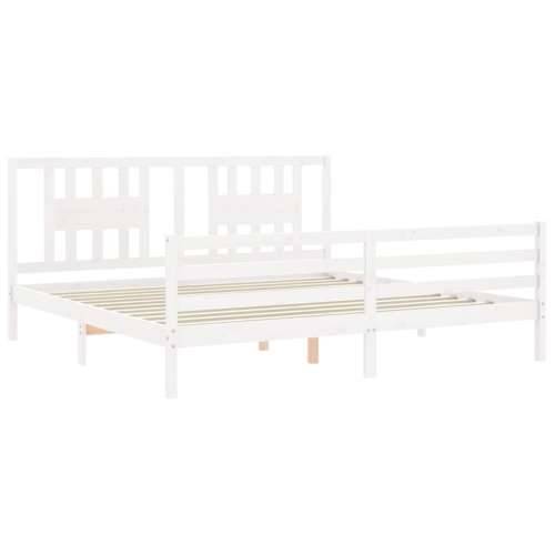 Okvir za krevet s uzglavljem bijeli 200x200 cm od masivnog drva - Bijela 200 x 200 cm Cijena