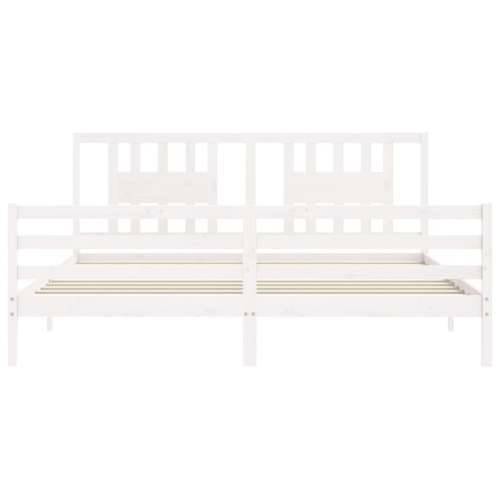 Okvir za krevet s uzglavljem bijeli 200x200 cm od masivnog drva - Bijela 200 x 200 cm Cijena