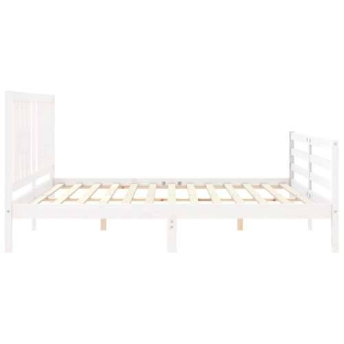 Okvir za krevet s uzglavljem bijeli 200x200 cm od masivnog drva - Bijela 200 x 200 cm Cijena