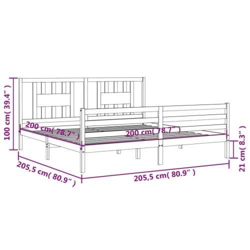 Okvir za krevet s uzglavljem bijeli 200x200 cm od masivnog drva - Bijela 200 x 200 cm Cijena