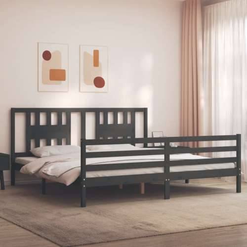 Okvir za krevet s uzglavljem sivi 200 x 200 cm od masivnog drva - Siva 200 x 200 cm Cijena