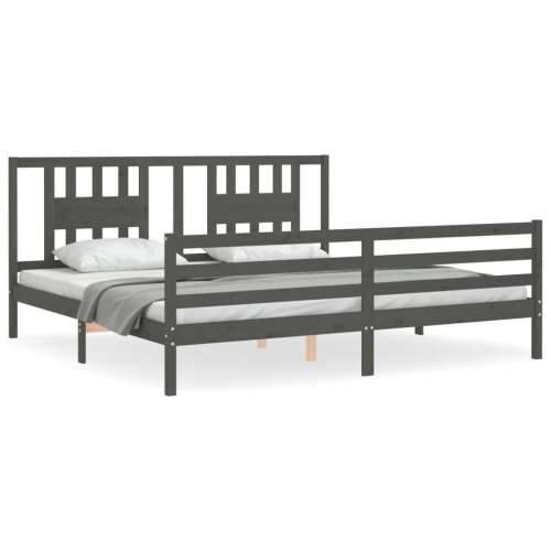 Okvir za krevet s uzglavljem sivi 200 x 200 cm od masivnog drva - Siva 200 x 200 cm Cijena