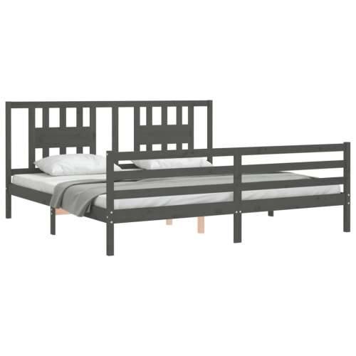 Okvir za krevet s uzglavljem sivi 200 x 200 cm od masivnog drva - Siva 200 x 200 cm Cijena
