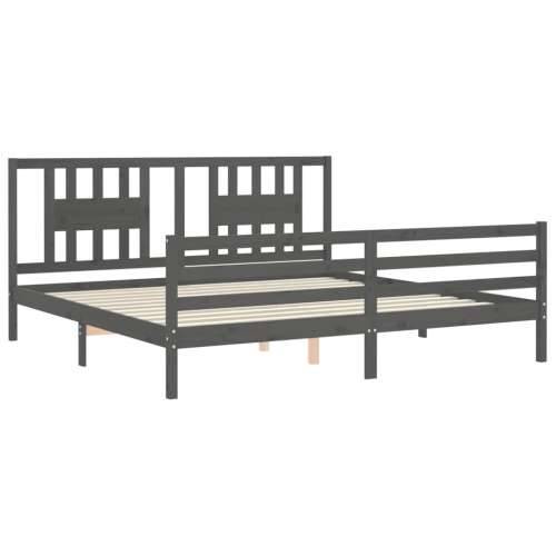 Okvir za krevet s uzglavljem sivi 200 x 200 cm od masivnog drva - Siva 200 x 200 cm Cijena