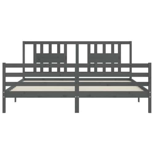 Okvir za krevet s uzglavljem sivi 200 x 200 cm od masivnog drva - Siva 200 x 200 cm Cijena