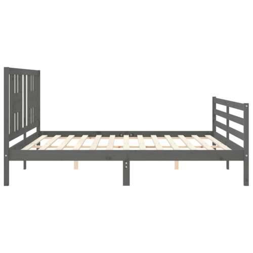 Okvir za krevet s uzglavljem sivi 200 x 200 cm od masivnog drva - Siva 200 x 200 cm Cijena