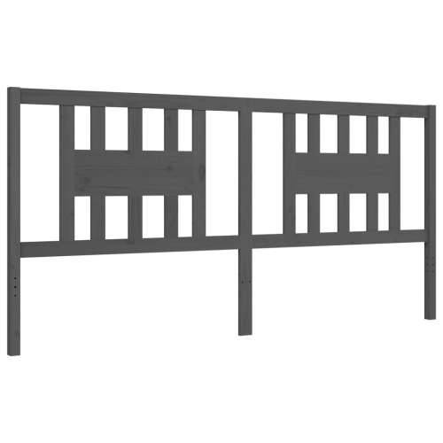 Okvir za krevet s uzglavljem sivi 200 x 200 cm od masivnog drva - Siva 200 x 200 cm Cijena