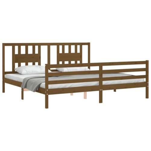 Okvir kreveta s uzglavljem boja meda 200x200cm od masivnog drva - boja meda 200 x 200 cm Cijena