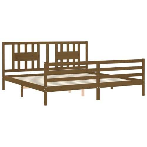 Okvir kreveta s uzglavljem boja meda 200x200cm od masivnog drva - boja meda 200 x 200 cm Cijena