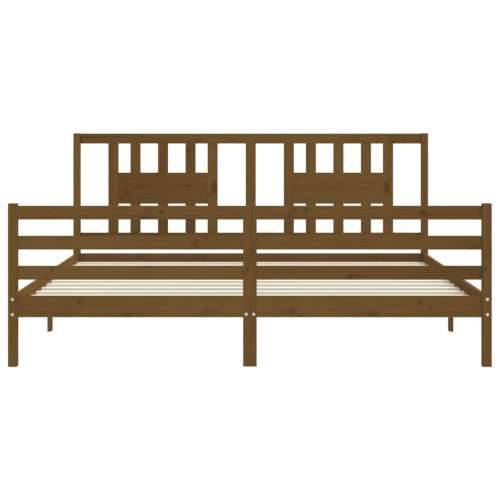 Okvir kreveta s uzglavljem boja meda 200x200cm od masivnog drva - boja meda 200 x 200 cm Cijena