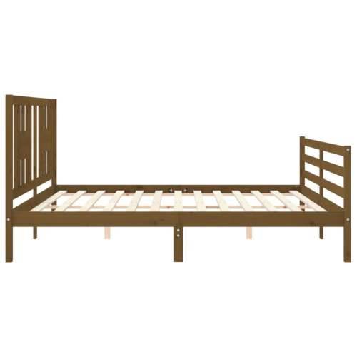 Okvir kreveta s uzglavljem boja meda 200x200cm od masivnog drva - boja meda 200 x 200 cm Cijena