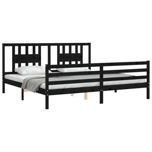Okvir za krevet s uzglavljem crni 200 x 200 cm od masivnog drva - Crna 200 x 200 cm Cijena