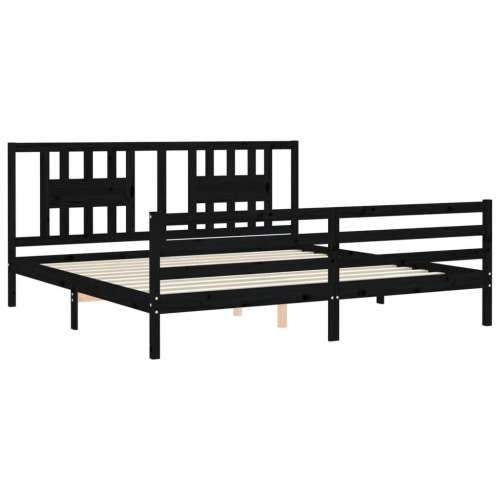 Okvir za krevet s uzglavljem crni 200 x 200 cm od masivnog drva - Crna 200 x 200 cm Cijena
