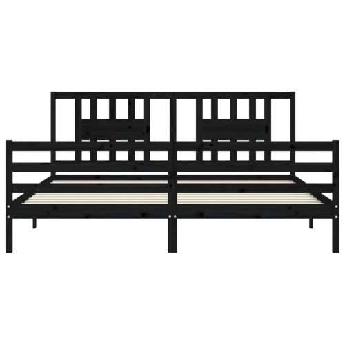 Okvir za krevet s uzglavljem crni 200 x 200 cm od masivnog drva - Crna 200 x 200 cm Cijena