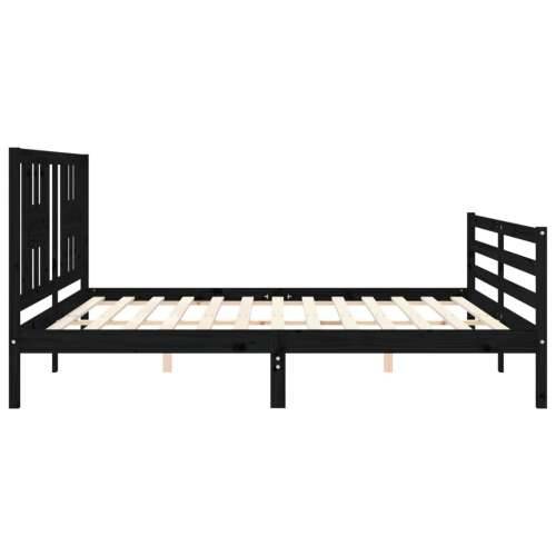 Okvir za krevet s uzglavljem crni 200 x 200 cm od masivnog drva - Crna 200 x 200 cm Cijena