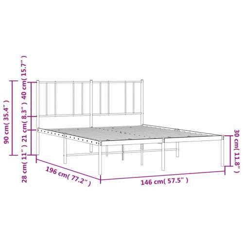 Metalni okvir za krevet s uzglavljem crni 140x190 cm Cijena