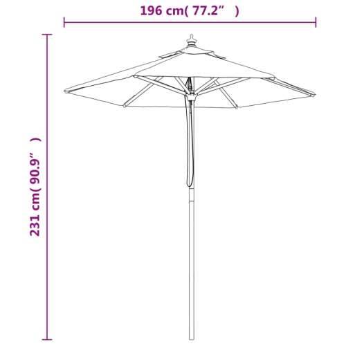 Vrtni suncobran s drvenim stupom smeđesivi 196 x 231 cm - Sivo-smeđa 1 Cijena
