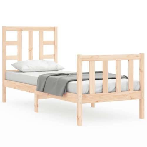 Okvir kreveta s uzglavljem mali jednokrevetni masivno drvo - Prirodna 75 x 190 cm Cijena