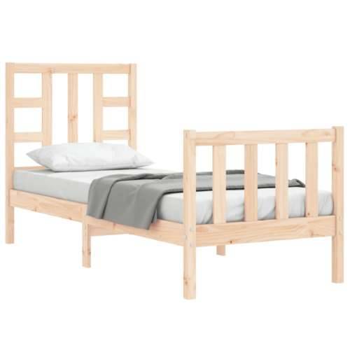 Okvir kreveta s uzglavljem mali jednokrevetni masivno drvo - Prirodna 75 x 190 cm Cijena
