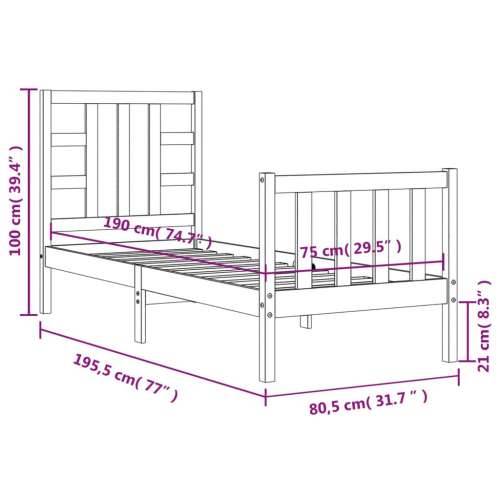Okvir kreveta s uzglavljem mali jednokrevetni masivno drvo - Prirodna 75 x 190 cm Cijena